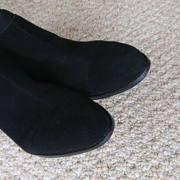 Toms Black Loren Suede Wool Blend Stacked Heel Ankle Bootie size 7.5 - Picture 6 of 12